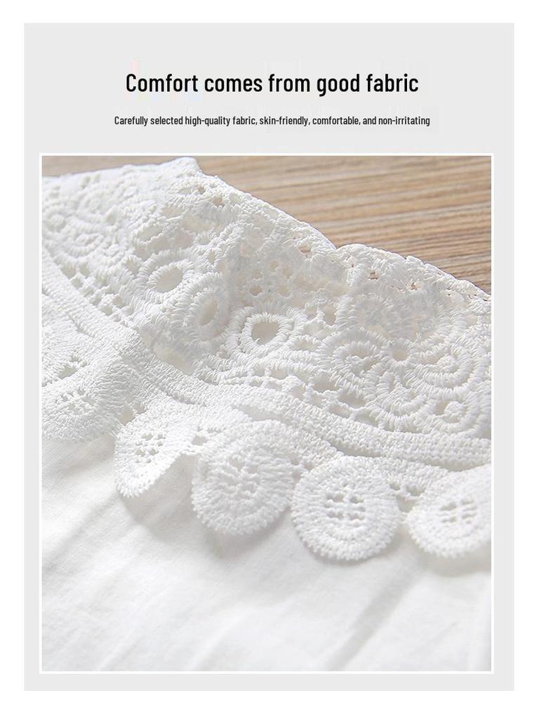 2022 Белая кружевная рубашка с длинным рукавом для девочек - Повседневная весенняя одежда для малышей и школьниц