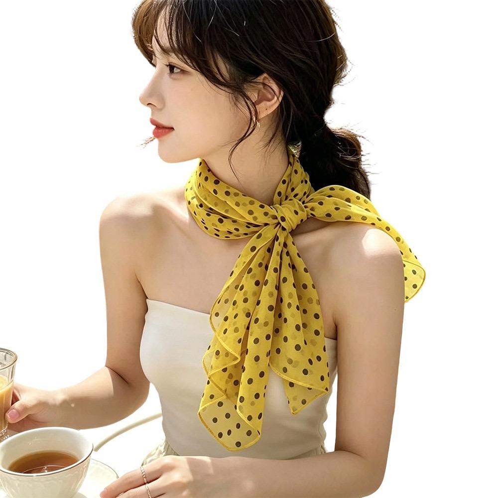 Breathable Mesh Polka Dot Scarf Lightweight Female Headscarf Casual Sunscreen Shawl Women