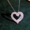 Huitan Brilliant Heart Necklace with AA Cubic Zirconia Temperament Wedding Necklace for Women Luxury  Color Love Jewelry
