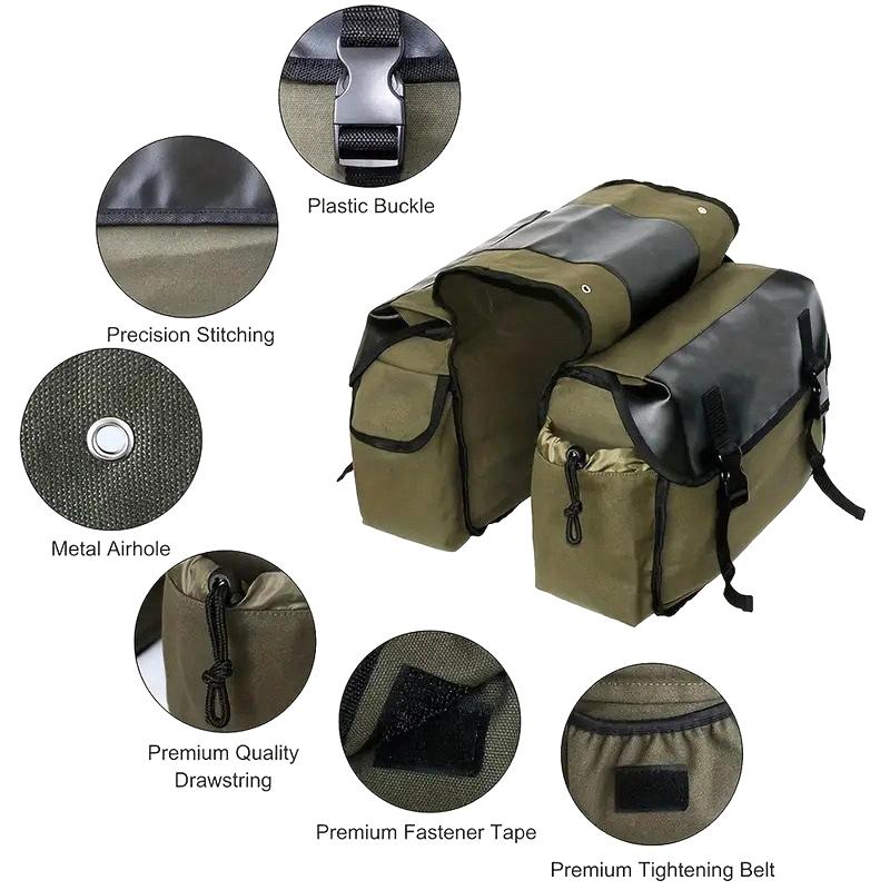 Large-Capacity Waterproof Motorcycle Pannier Bag – Durable Canvas With Tool Compartment