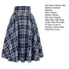Women Midi Skirt Plaid Print High Waist A-Line Skirt Large Hem Design Slimming Effect Autumn Winter Skirt