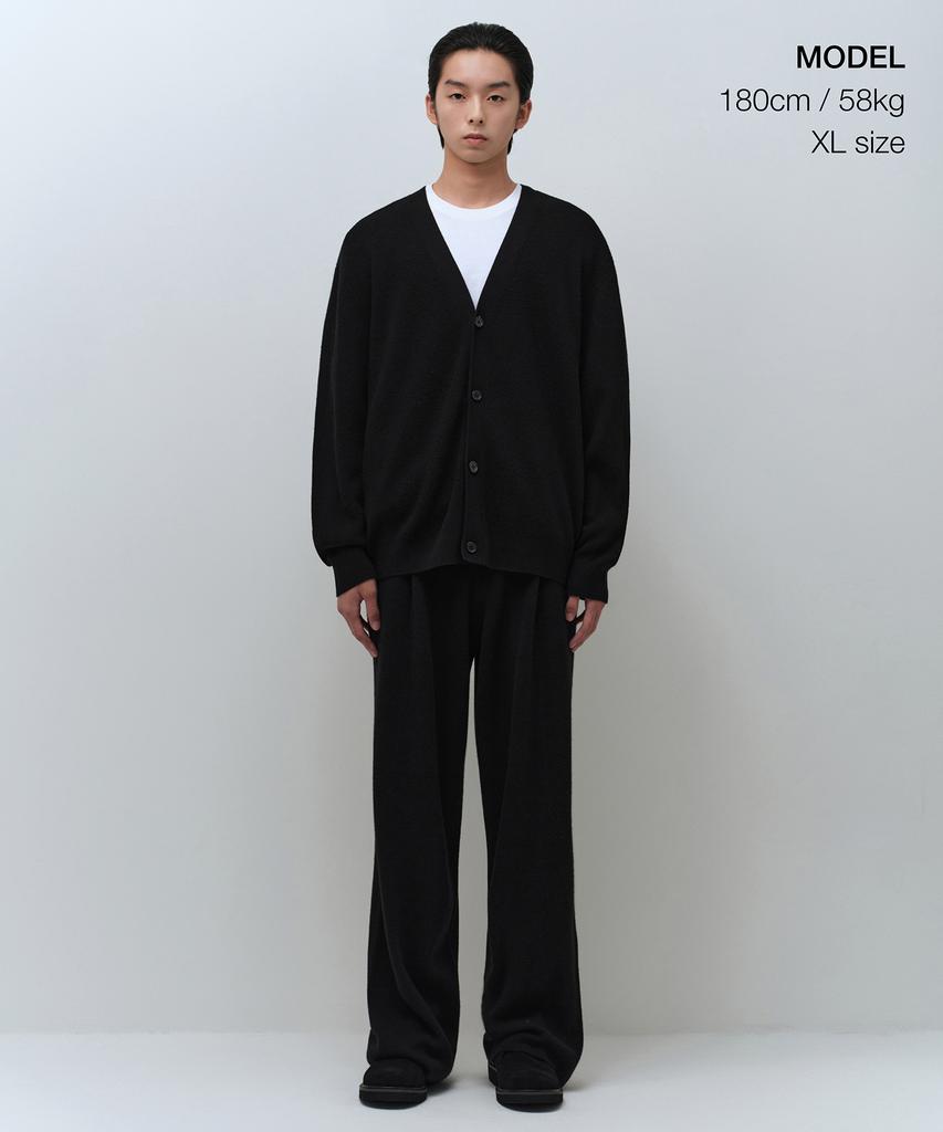 Musinsa Standard [Victoria Wool] Минималистичный кардиган с V-образным вырезом в рубчик [Черный]