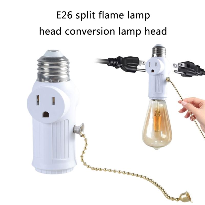 3 Prongs Light Socket Adapter E26 Bulb Outlet Converters for Garage and Porch Use