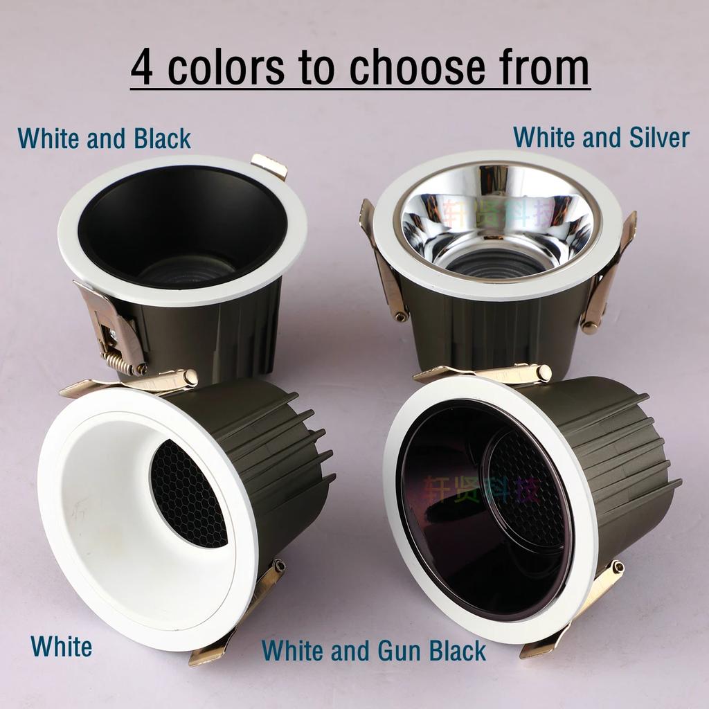 Водонепроницаемый потолочный светильник 110 В 220 В с антибликовым сотовым покрытием для кухни, ванной комнаты, туалета, карниза, черный, белый цвет, светодиодный потолочный светильник, точечный светильник