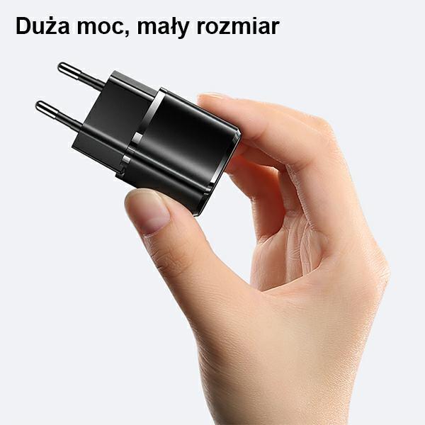 USAMS Network Charger 1xUSB-C T36 mini 20W + USB-C-Lightning cable black/black PD3.0 Fast Charging XFKXLOGTL01 (US-CC124+US-SJ484)