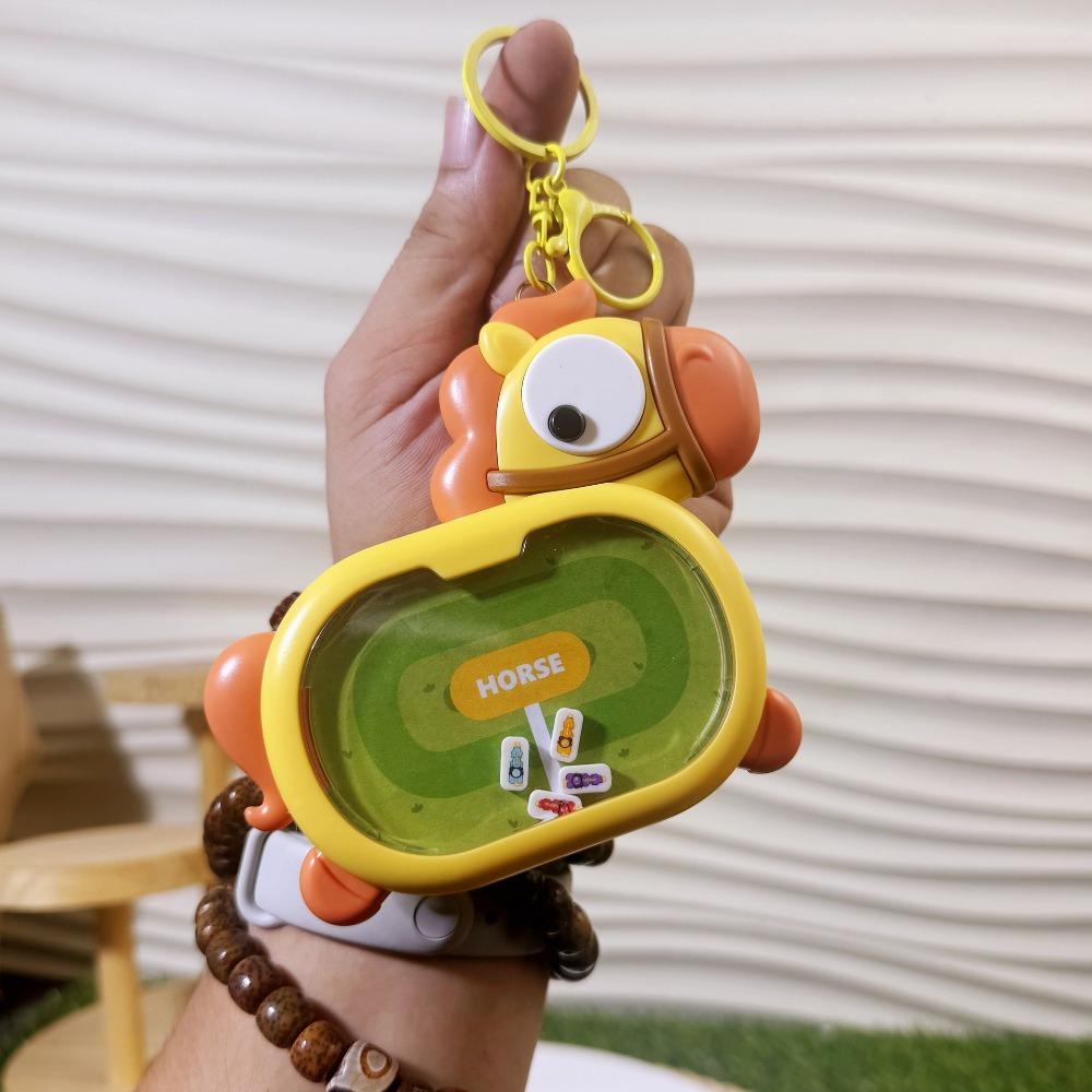 Plastic Magnetic Horse-Racing Keychain Cartoon Backpack Charm Novelty Keychain School Bag Ornament
