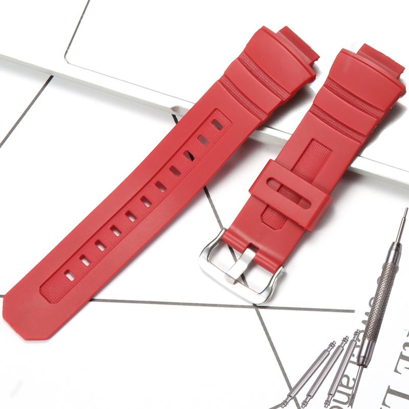Аксессуары для часов Casio AW-591 AW-590 AWG-M100 AWG101 Ремешок 16 мм Мужской Полимерный Часовой Ремешок Спортивный Водонепроницаемый Браслет