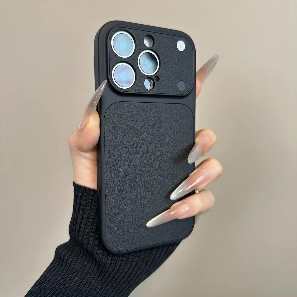 Деловой однотонный чехол с текстурой кожи для iPhone 17 Air 16 15 14 Plus 13 Pro Max, матовый, противоударный, с защитой объектива