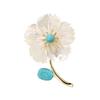 Xiliang Concubine Mother-of-Pearl & Blue Turquoise Peach Blossom Brooch – Elegant Coat Accessory Pin