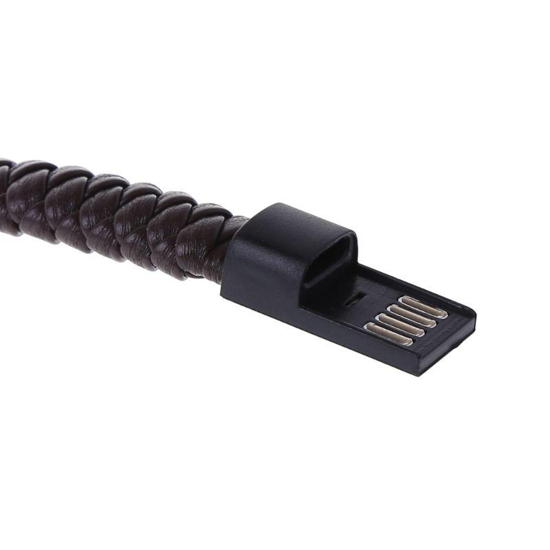 Кабель для передачи данных, браслет для быстрой зарядки, USB-зарядное устройство, кожаное портативное устройство для Android iPhone Type-C