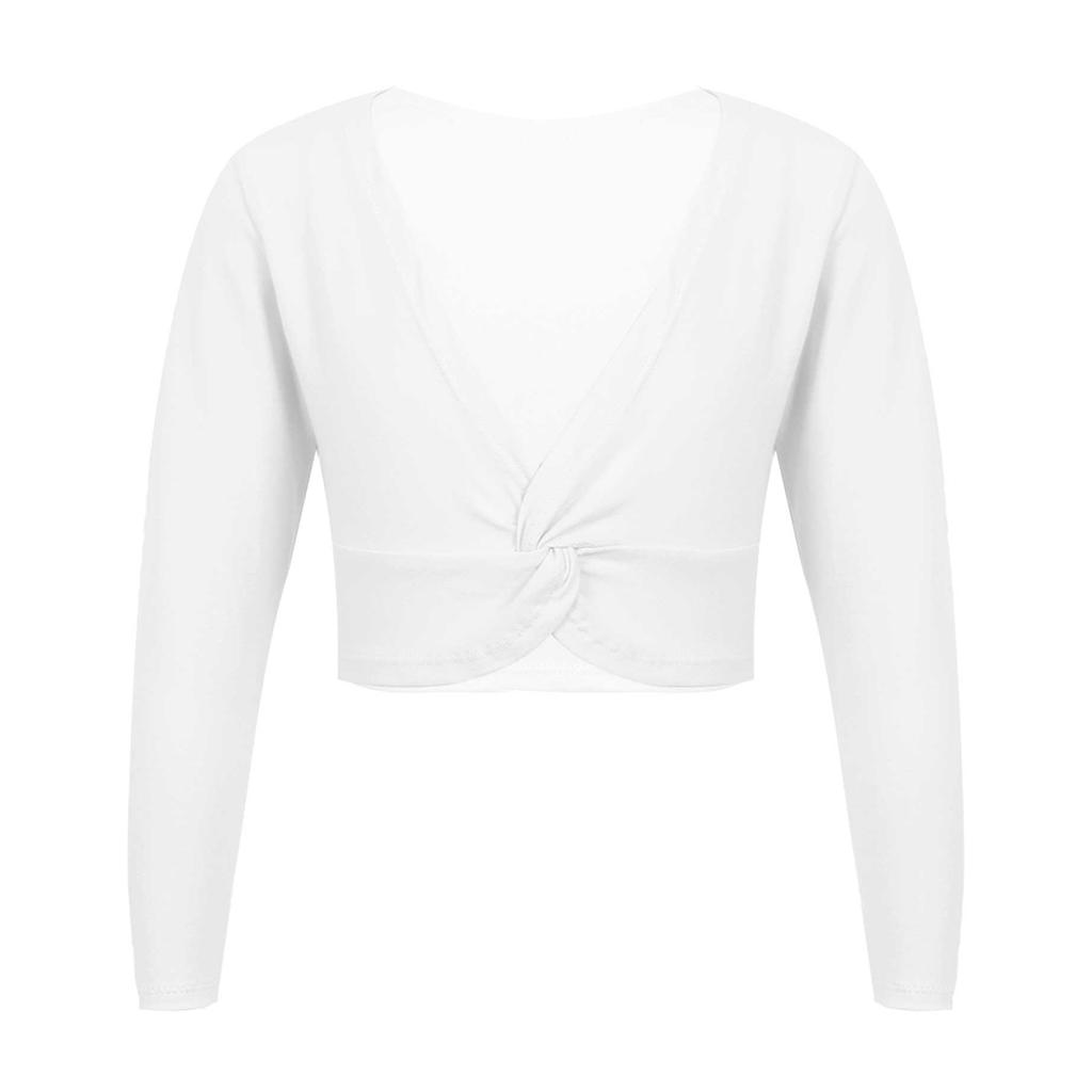 Девочки Длинный рукав V-образный вырез Узел спереди Однотонная Танцевальная куртка Длинный рукав Теплый Балетный костюм