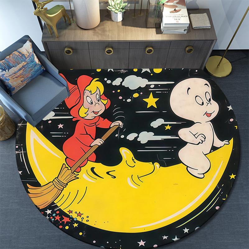 Casper,Round Area Rug,Carpet Rug for Living Room Bedroom Sofa Playroom Decor,Non-slip Floor Mat