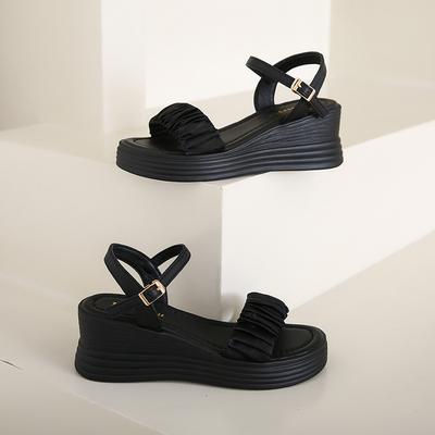 Босоножки на платформе, увеличивающие рост, женские, на танкетке, летние, новые, женские, универсальные, на толстой подошве, нескользящие, свадебные туфли