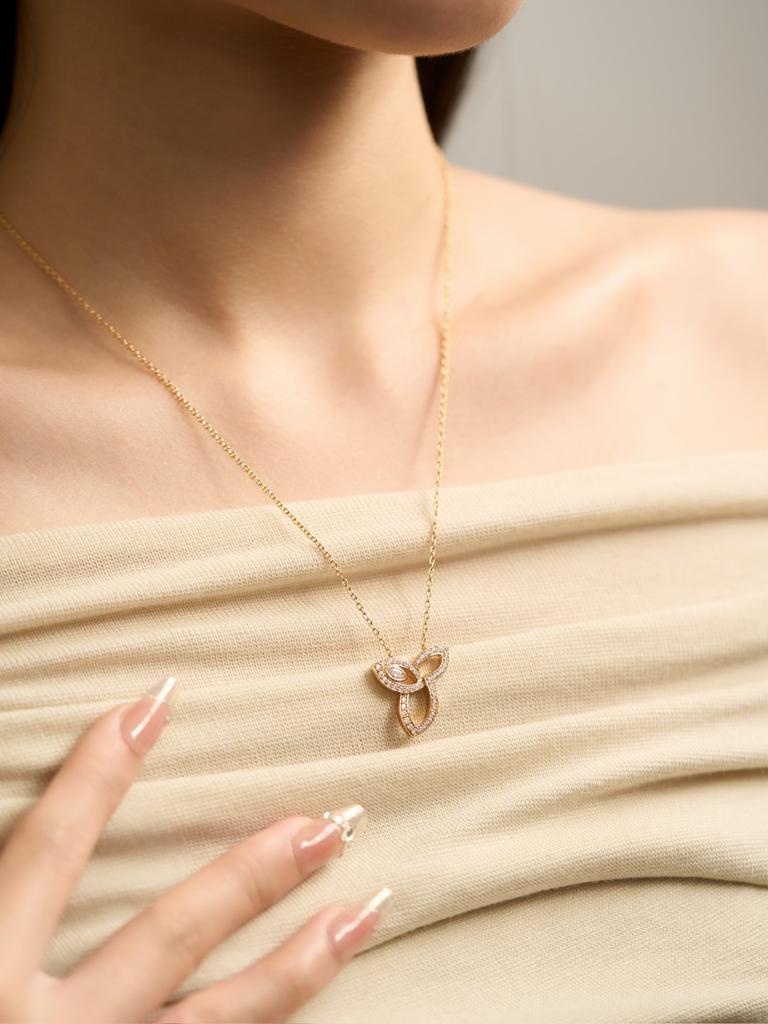 12 Minute Horse Eye Diamond Clover Pendant Diamond Necklace 18k Thick Gold Electroplated Daily Wear, Gift Banquet