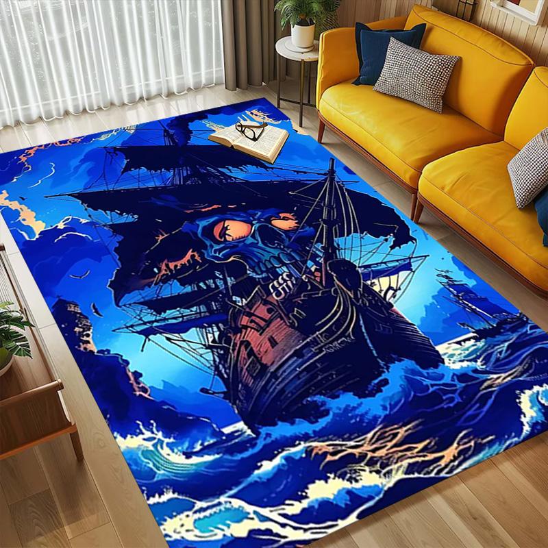 Pirate Ship Area Rug Carpet For Bedroom Game Playroom Living Room Nonslip Sofa Office Home Decor Doormat Christmas Gift C347