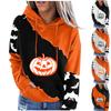 Женский повседневный модный пуловер с длинным рукавом и принтом Хэллоуина с капюшоном