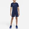 Nike Dri-FIT Принт логотипа Эластичный пояс Прямые штанины Детские шорты Детские шорты Темно-синие DM8537-410