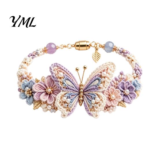Bracelet Making Supplies DIY Woven Animal Kit, Handmade Fox Cat Deer Bird Kit Crafts, Floral Crochet Set for Beginners Adults Craft