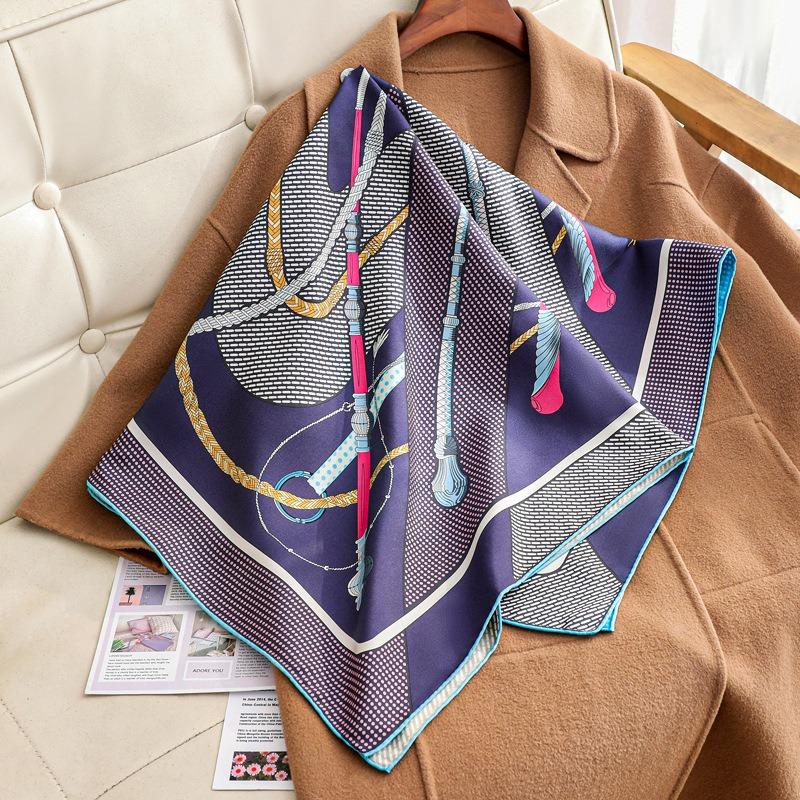 Heavy Silk Silk Scarf Women's Double-sided Heterochrome Printing 90 Square Scarf Mulberry Silk Twill Satin Fashion Versatile Shawl