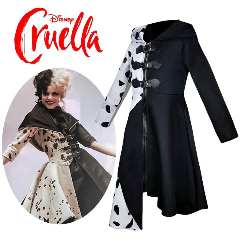 Cosplay Dress Inspired By 101 Dalmatians Black And White Witch Cruella De Vil