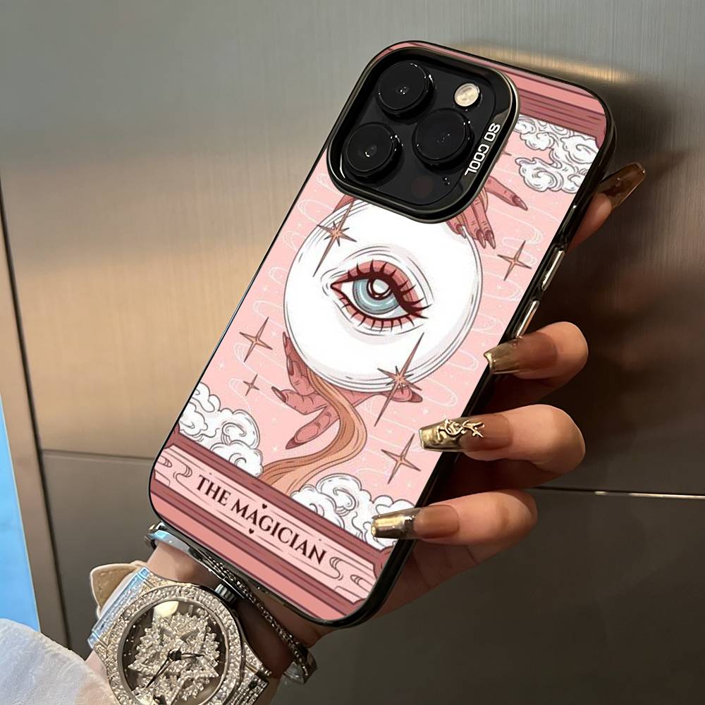 Эстетичный чехол для телефона Таро для iPhone 17,16,15,14,13,12,11 Plus Pro Max Цветной Серебряный чехол для телефона