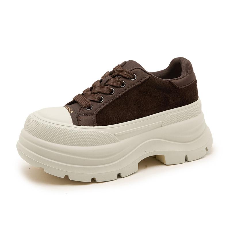 Board shoes autumn and winter new high-value leather velvet platform casual shoes