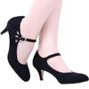 Women's 5cm Velvet Toe Ankle Strap Slingback Mary Jane Shoes Pumps High Heels Pump Party Shoes