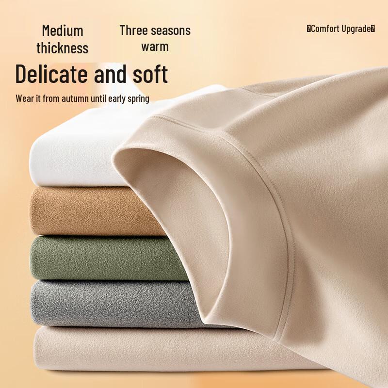 MINISO Мужская футболка с длинным рукавом и воротником-стойкой, на флисовой подкладке