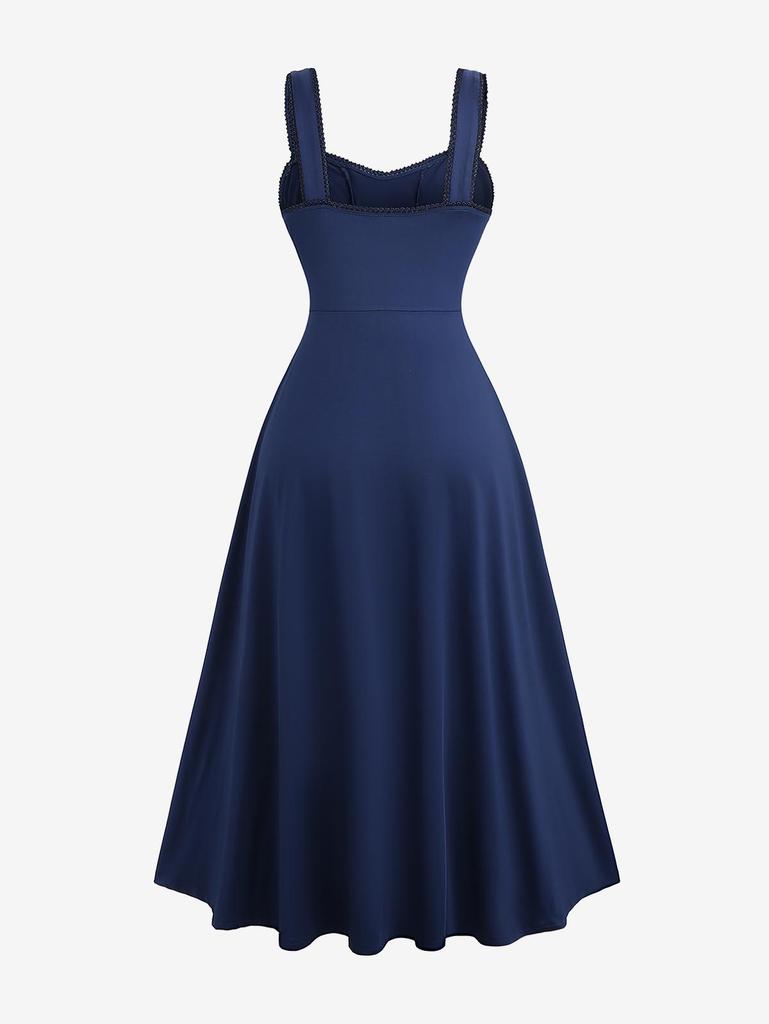 Rosegal Плюс Сайз Платье-майка с панелью на шнуровке, цветочной вышивкой, кружевной отделкой и ажурным подолом