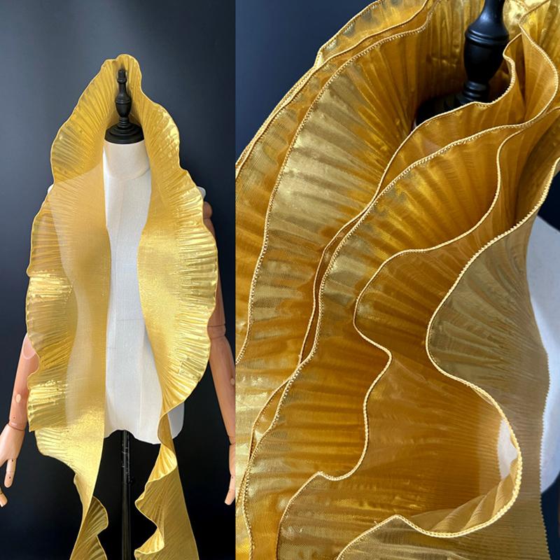 2 ярда/182 см металлическая глянцевая плиссированная волнистая кружевная лента с рюшами и 3D плиссированным краем с рюшами