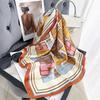 Creative Splicing Color Grid Printing Square Scarf Women's Professional Clothing Decorative Thin Imitation Silk Scarf