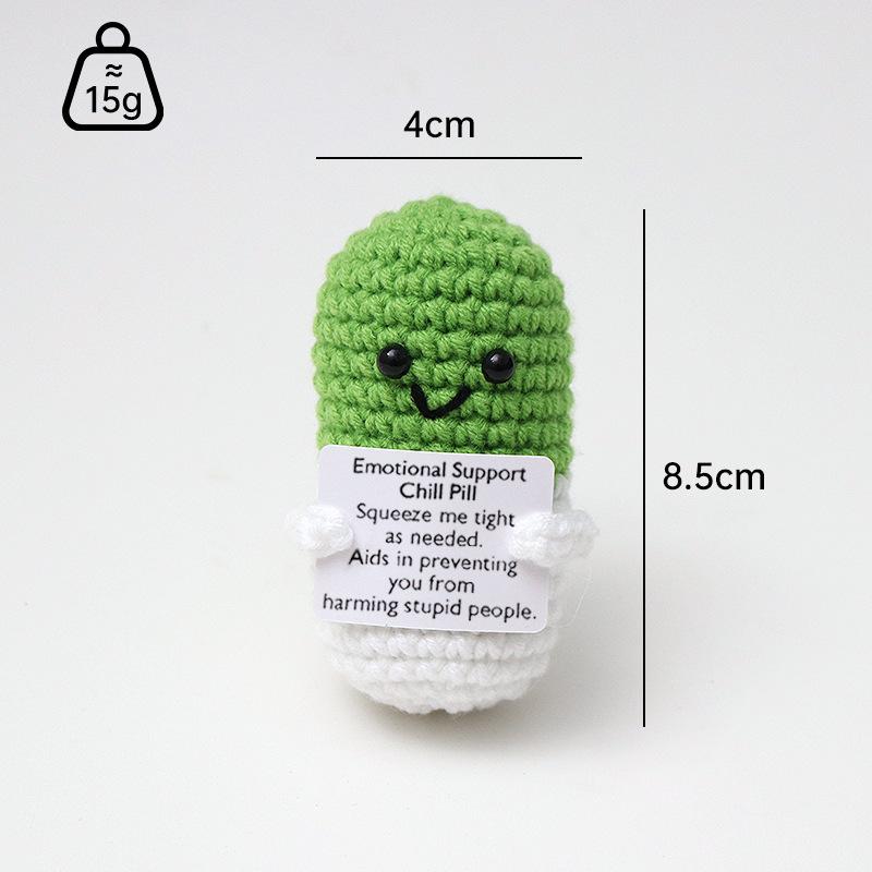 New Handmade Knitted Capsule Doll With Positive Card Home Room Decoration Funny Crochet Emotional Support Capsule Ornament Gifts
