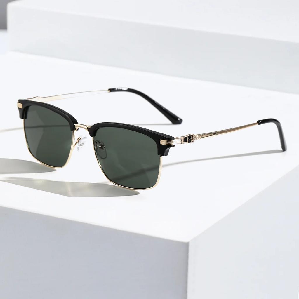 Trendy Square Sunglasses Women Men Vintage Half Frame Gradient Lens Sun Glasses for Men Outdoor Sport Eyewear UV400