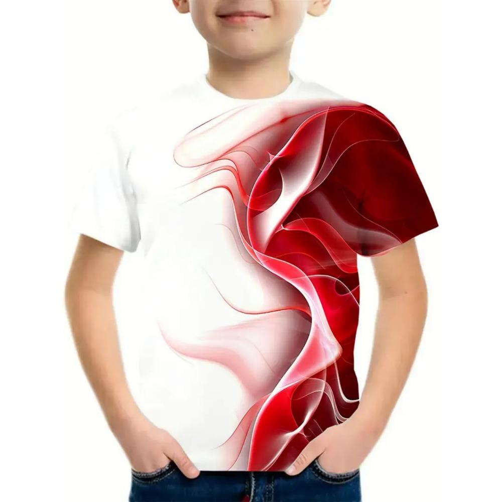 Мальчиковая футболка с принтом тай-дай, футболка с коротким рукавом, детская футболка, одежда для девочек младшего школьного возраста, повседневный топ, футболка для девочек