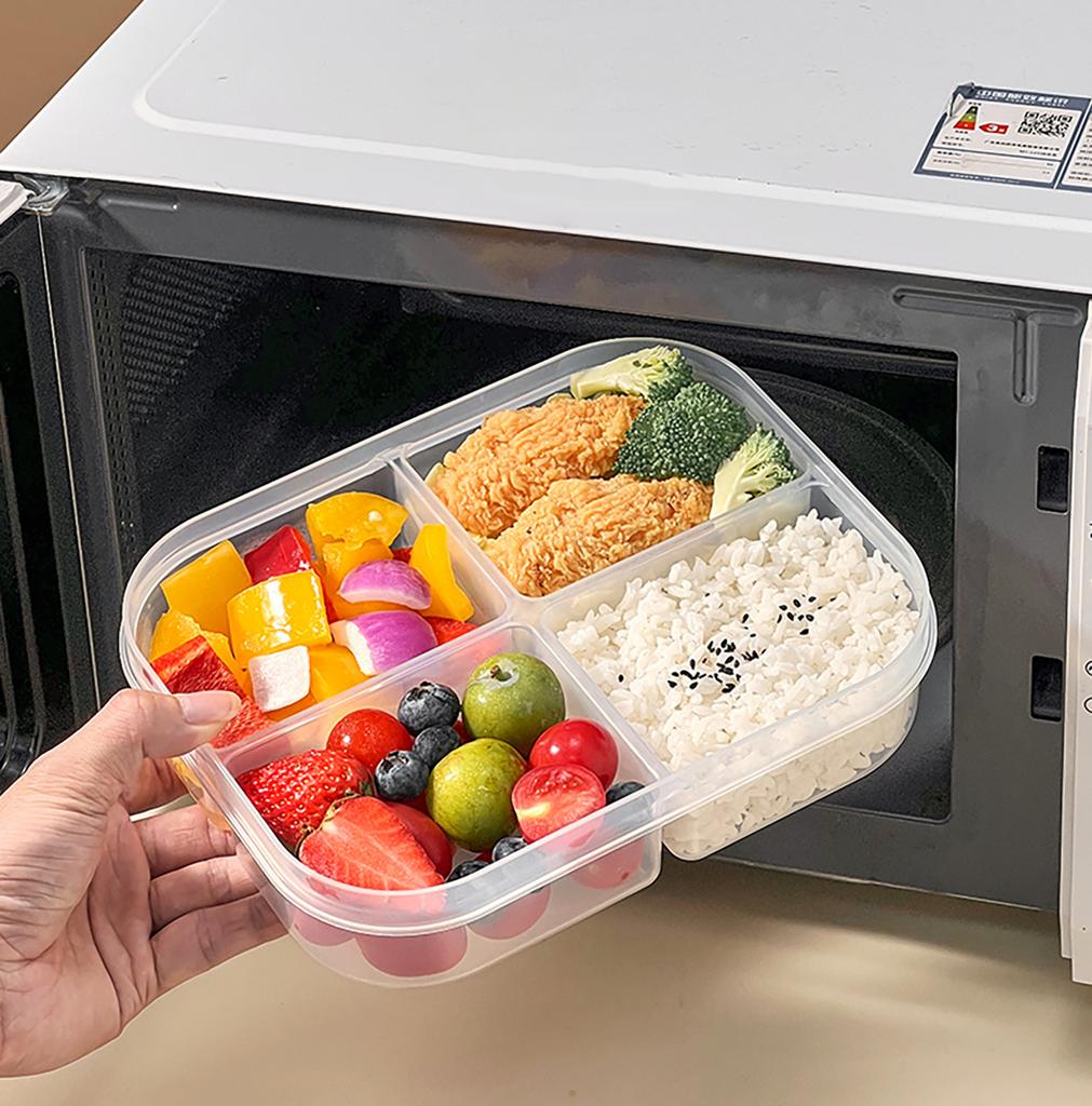 Пластиковый ланч-бокс с отделениями для микроволновки с крышкой, контейнер для еды большой вместимости для горячей и холодной пищи, герметичный бенто-бокс для детей и студентов