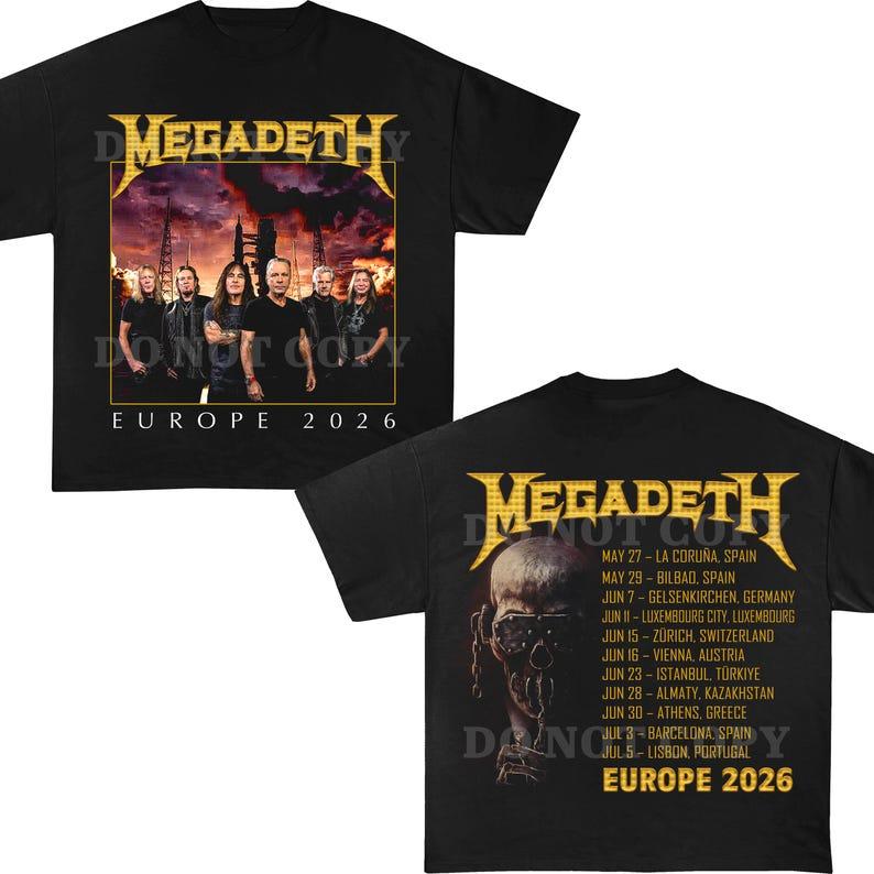 Megadeth Tour 2026 Unisex Shirt for Man and Woman 90s Style T-shirt Streetwear Trendy Cotton Oversized Unisex Y2k Short Graphic Short Sleeves Classic