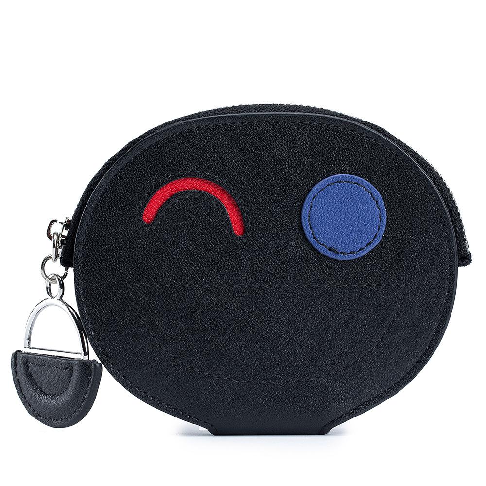 New Cute Smiley Face Change Bag Female Creative Card Bag Vegetable Tanned Cowhide Small Wallet Premium Storage Bag