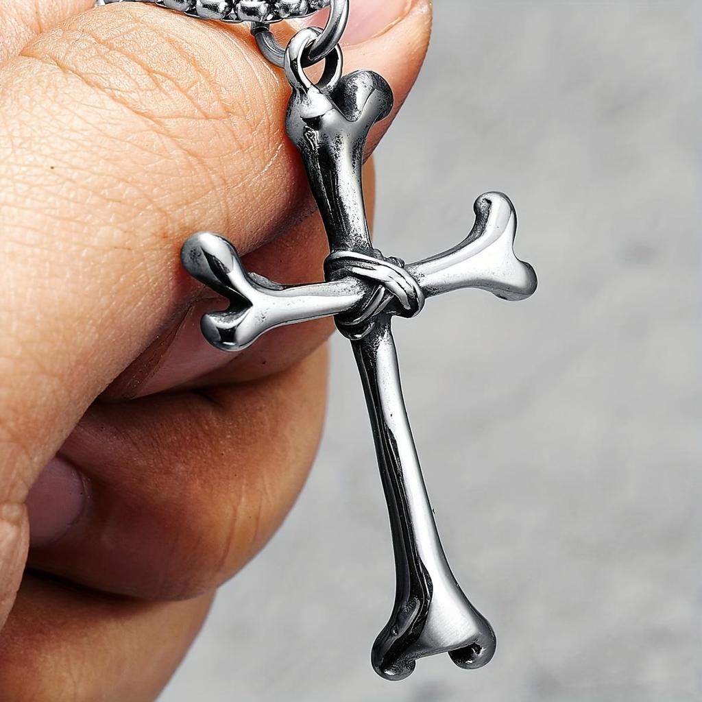 Креативный скелет-крест для мужчин ожерелье кулон-цепочка в стиле рок-панк-рэп для байкера мужской ювелирный подарок