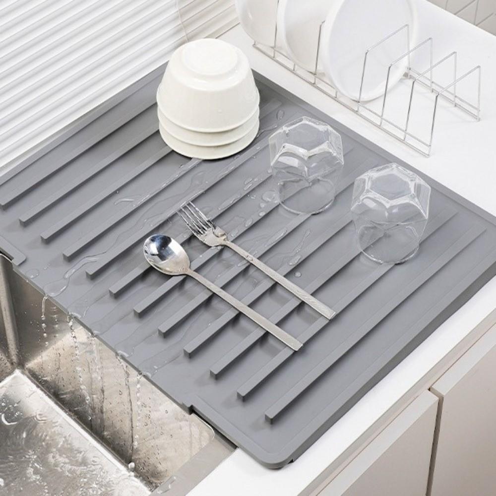 Non-slip Kitchen Drain Mat Flexible Thick Sink Drain Pad Bowl Plate Draining
