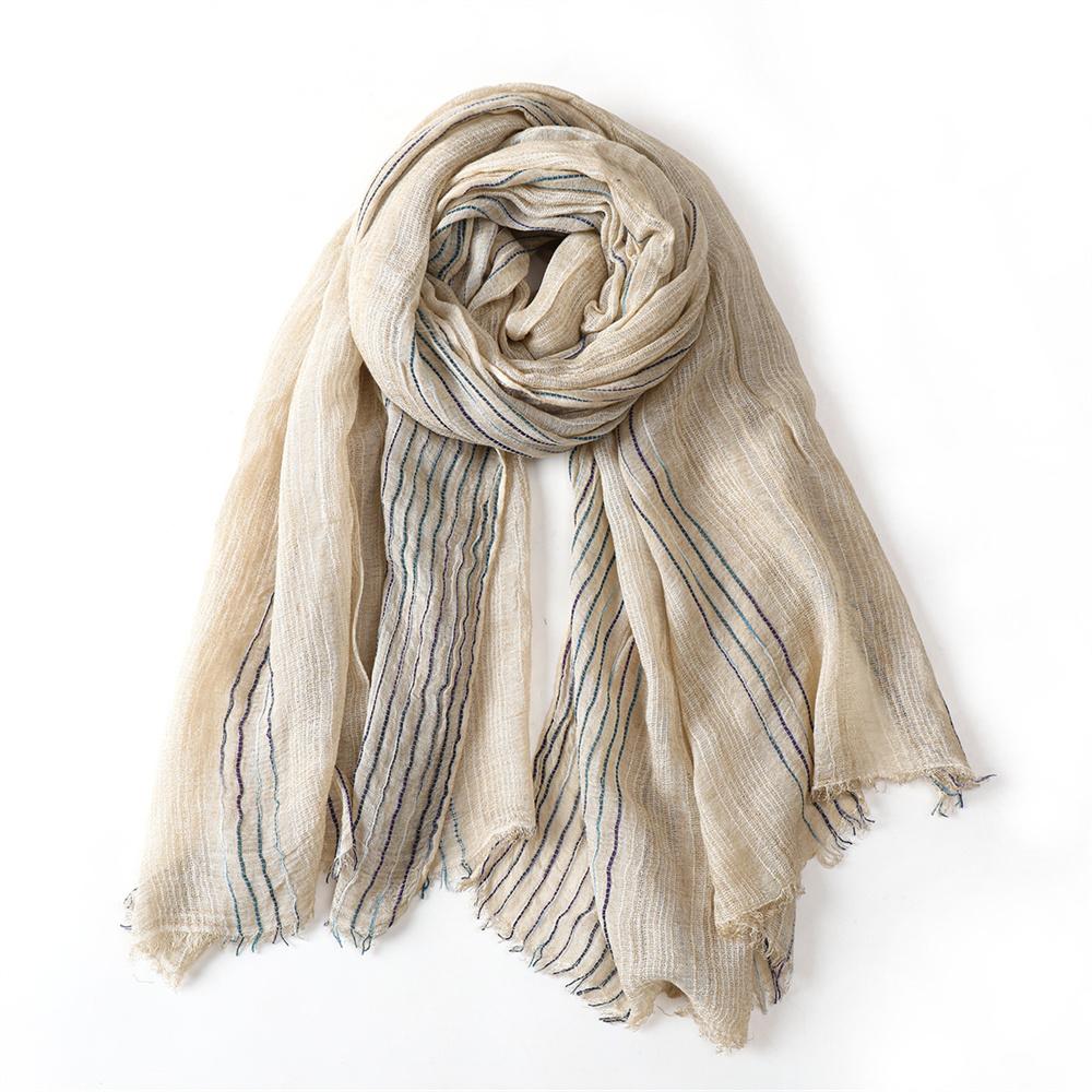 Хлопково-льняные мужские шарфы в полоску Осень Зима Черный Темно-синий Теплый мужской шарф Мужские аксессуары Короткая бахрома Bufanda Шаль