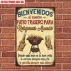 Винтажная металлическая табличка "Bienvenidos al nuestro Patio Trasero" - Рустик-арт для барбекю, Прочная металлическая табличка с приветствием на испанском