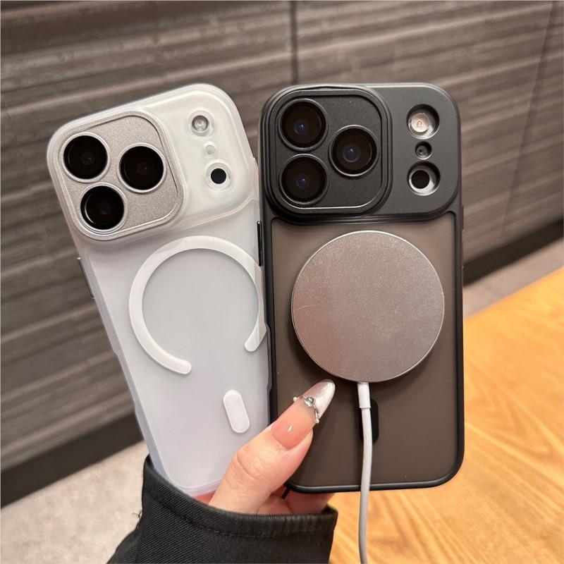 Роскошный противоударный чехол-броня для Magsafe для iPhone 17 Air 16 15 14Plus 13 12 11 Pro, магнитная беспроводная зарядка, прозрачная матовая крышка
