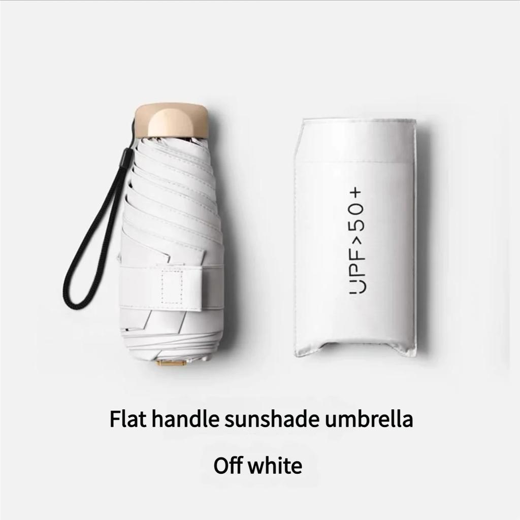 Ultra-Light Compact 5-Fold Women Umbrella, UPF50+ Sun Protection & All-Weather Use, Portable Black Coated Pocket Umbrella