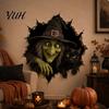 Removable Wall Murals for Bedroom Halloween Break-in 3D Decals, Illusion Effect Spooky Breaking Through Scary Stickers Holidays Sticker, Horror Ghost