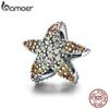 BAMOER Authentic 925 Sterling Silver Ocean Star Starfish Beads Charm Fit Original Charm Bracelet