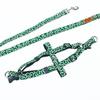 Small Dog, Medium-sized Dog Harness, Dog Walking Leash, Shiba Inu Harness, Anti-flip Arabesque Pattern Chest Strap, Lead Leash Set, Green, L
