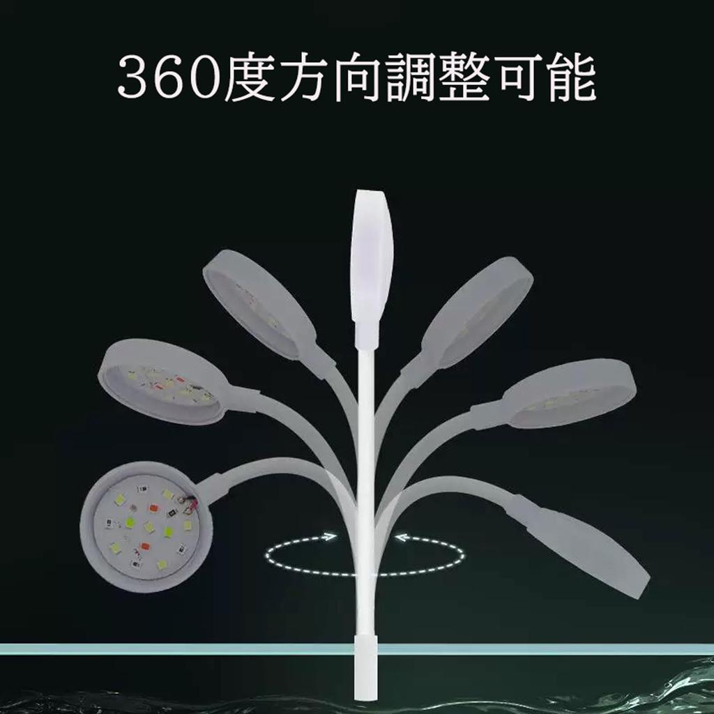 Маленький аквариумный светильник на клипсе, светодиодный мини-светильник для аквариума, светильник на клипсе с USB-разъемом, регулировка на 360 градусов, гибкий светильник для водных растений, заполняющий свет, маленький