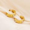Mlluki Fashion 18K Gold with Zirconia Diamonds C-Shape Irregular Line Stainless Steel Hoop Earrings Fashionable Jewelry