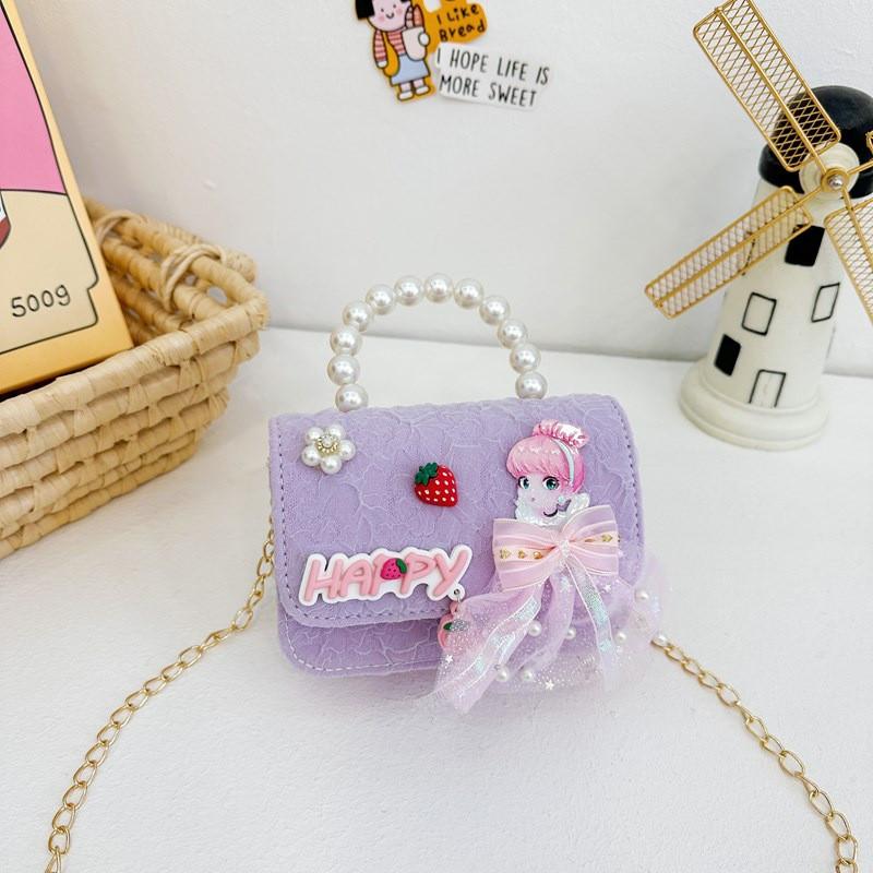 Belle Cinderella Girl Crossbody Shoulder Bag Cute Pearl Accessory Purse