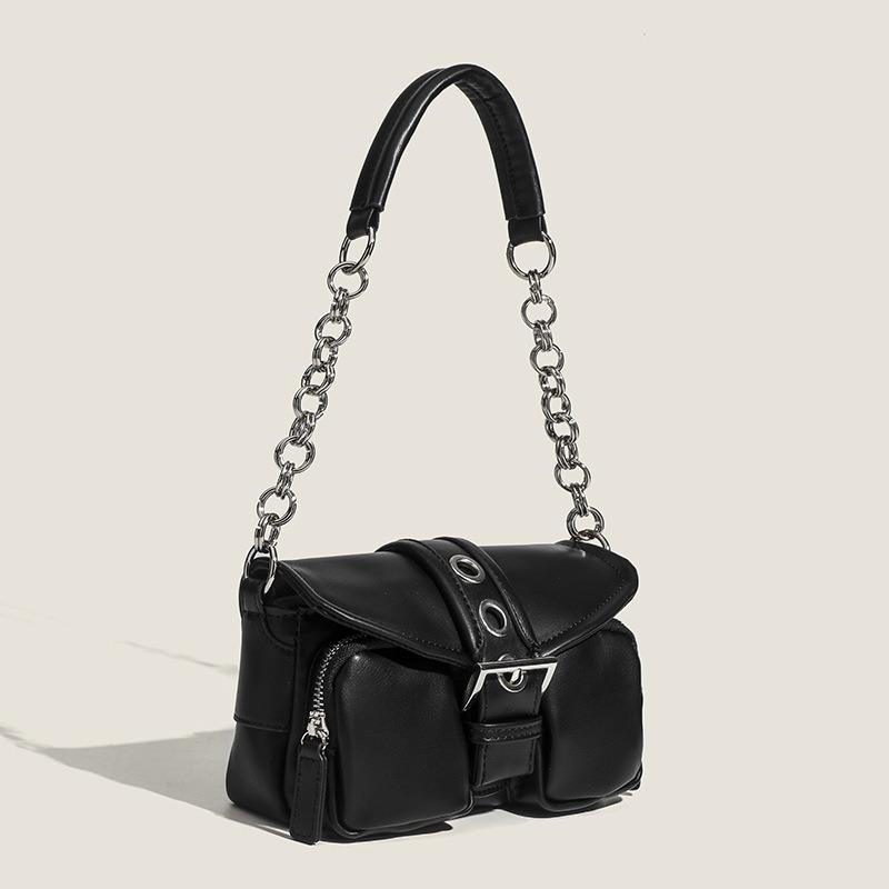 Fashion Simple Retro Round Chain Underarm Bag New Trend Baguette Crossbody Small Bag Commuter Bag Shoulder Bag